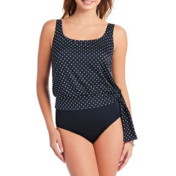 Polka dot Blouson swimsuit Med - Picture 1 of 10